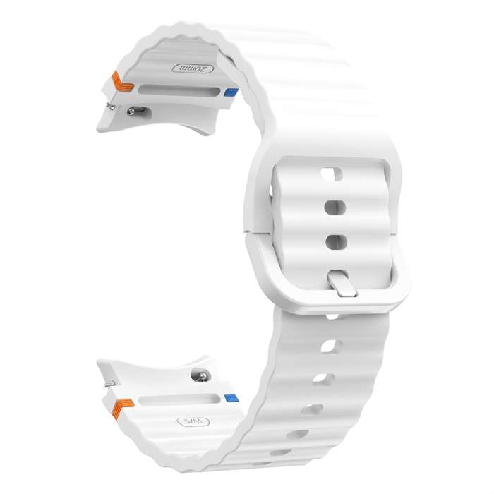 For Samsung Galaxy Watch 7 40 / 44mm Wave Pattern Stitched Silicone Watch Band(White)