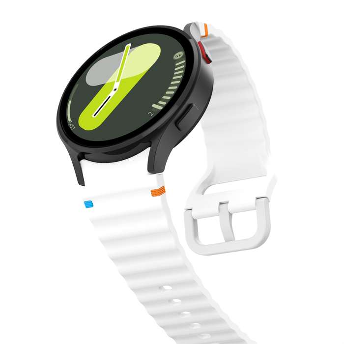 For Samsung Galaxy Watch 7 40 / 44mm Wave Pattern Stitched Silicone Watch Band(White)