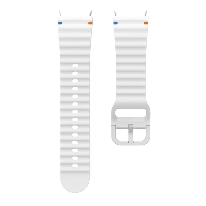 For Samsung Galaxy Watch 7 40 / 44mm Wave Pattern Stitched Silicone Watch Band(White)