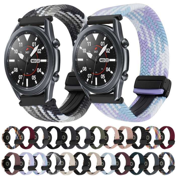 For Samsung Galaxy Watch 46mm 22mm Magnetic Buckle Braided Watch Band(Camouflage Colorful)