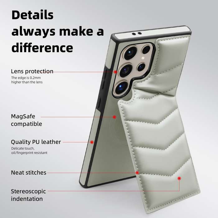 For Samsung Galaxy S24 5G Down Jacket Card Bag Holder MagSafe Phone Case(Grey)