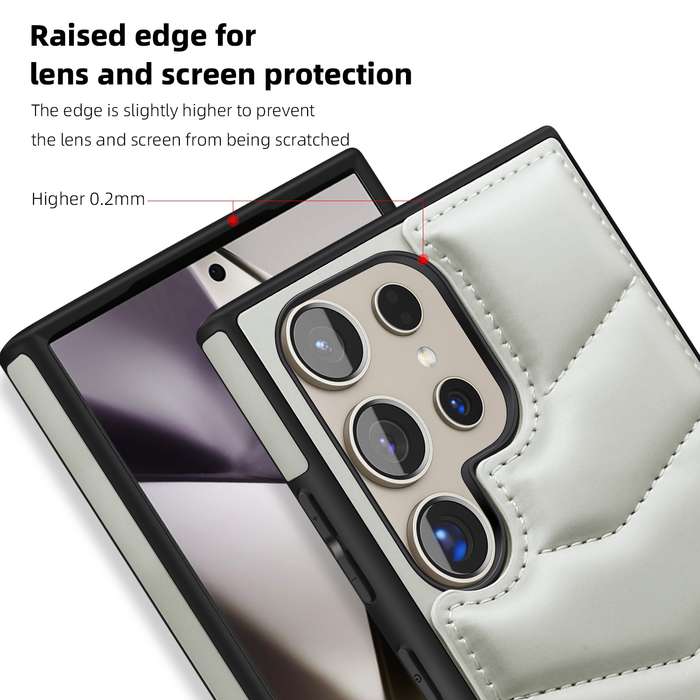 For Samsung Galaxy S24 5G Down Jacket Card Bag Holder MagSafe Phone Case(Grey)