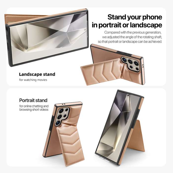 For Samsung Galaxy S24 Ultra 5G Down Jacket Card Bag Holder MagSafe Phone Case(Rose Gold)
