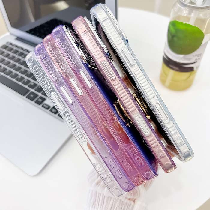 For iPhone 15 Pro Plating Glitter Texture Ring Holder TPU Phone Case with Lens Film(White Feath