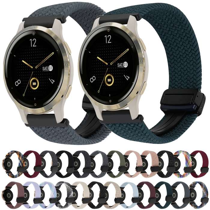 For Garmin Venu 2S 18mm Magnetic Buckle Braided Watch Band(Purple)