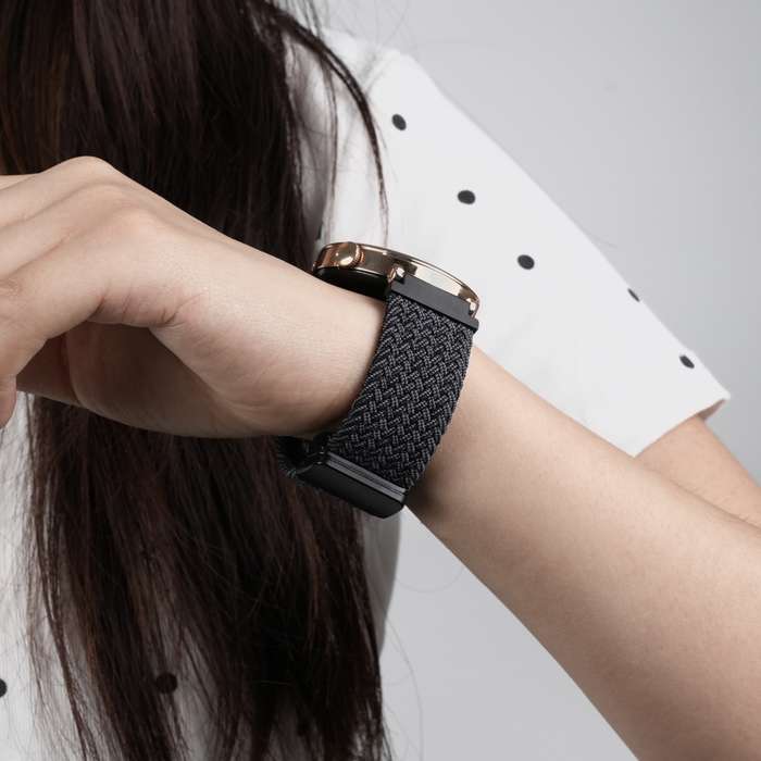 For Amazfit GTS Magnetic Buckle 20mm Braided Watch Band(Graphite Black)