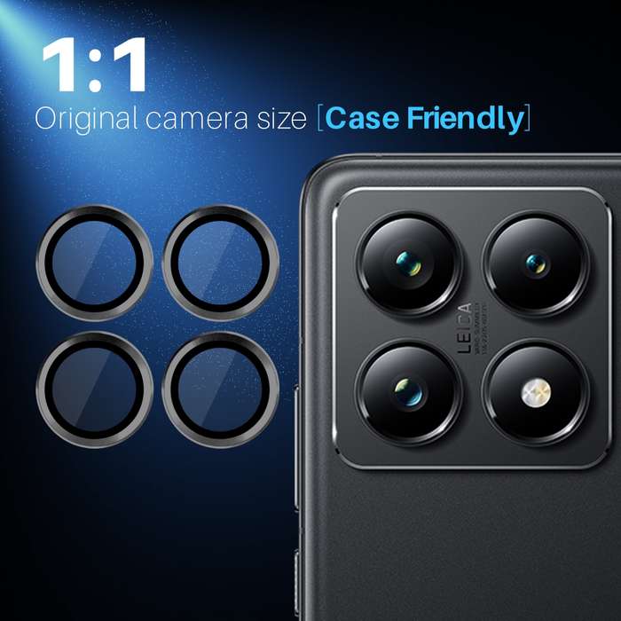 For Xiaomi 14T Pro 5G NORTHJO Camera Lens Protector CD Metal Ring Tempered Glass Film(Black)