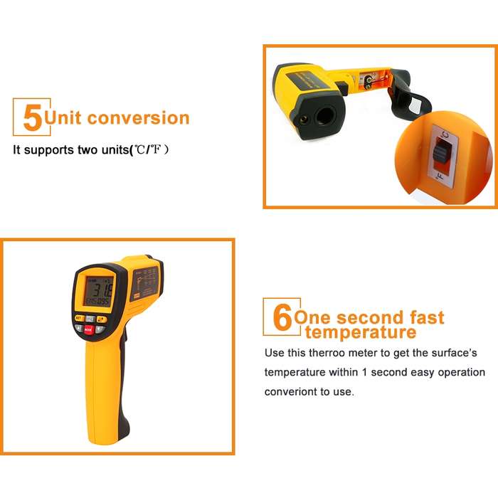 GM1150A 50:1 Infrared Thermometer -18~1150 Degrees Celsius LCD Digital Temperature Meter Industrial