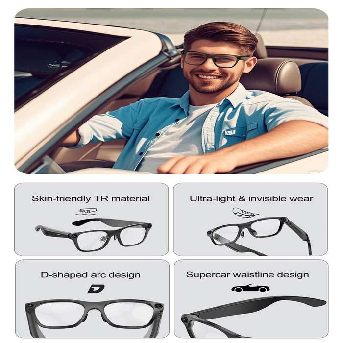 S336 Smart Glasses, Support AI Object Recognition / AI Conversations / Voice Call(Black)