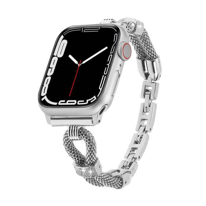 For Apple Watch 46mm / 49mm / 45mm / 44mm Copper Chain Diamonds Metal Watch Band(Rose Gold)