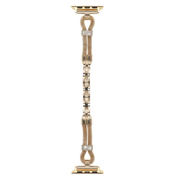 For Apple Watch 46mm / 49mm / 45mm / 44mm Copper Chain Diamonds Metal Watch Band(Rose Gold)