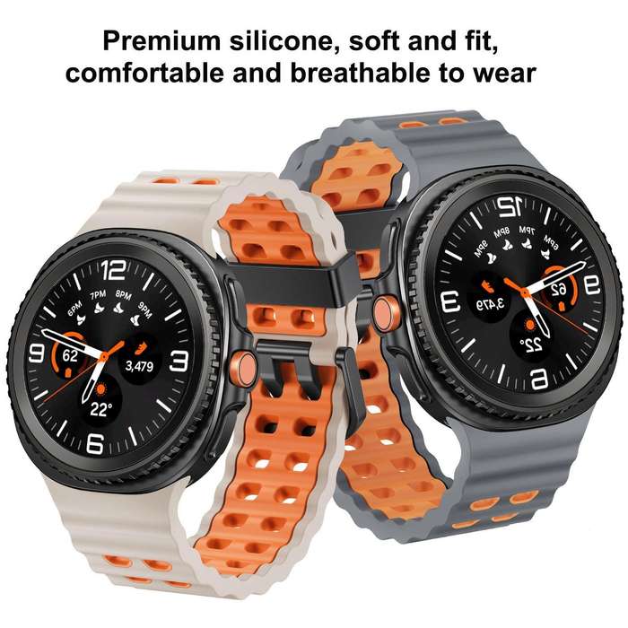 For Samsung Galaxy Watch 8 40 / 44mm Ocean Style Quick Release Buckle Two Color Silicone Watch Band(