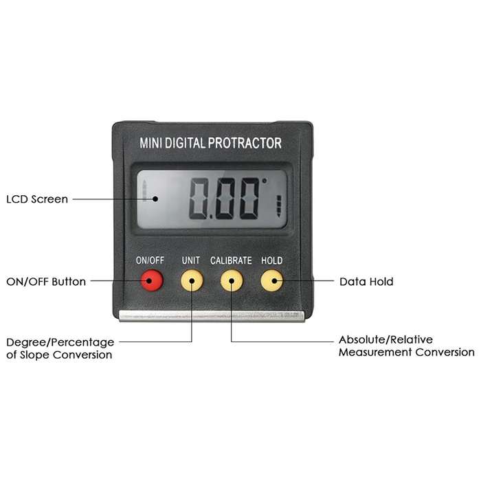 RZ2010 360 Degree Mini Digital Protractor Inclinometer Electronic Level Box Magnetic Base Measuring