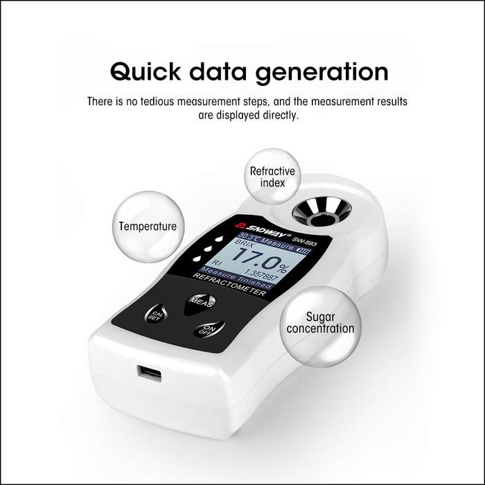 SNDWAY SW-593 Digital Refractometer Sugar Brix Meter Rechargeable Wine Beer Alcohol Drink Fruit Suga