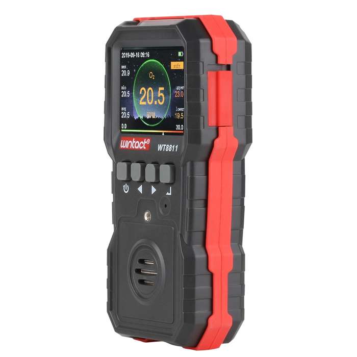 WINTACT WT8811 Compoud Gas Monitor LCD Display Rechargeable Multifunction 4 in1 Combustible O2 H2S C