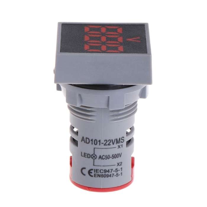 AD101-22VMS Mini AC 50-500V Voltmeter Square Panel LED Digital Voltage Meter Indicator(White)