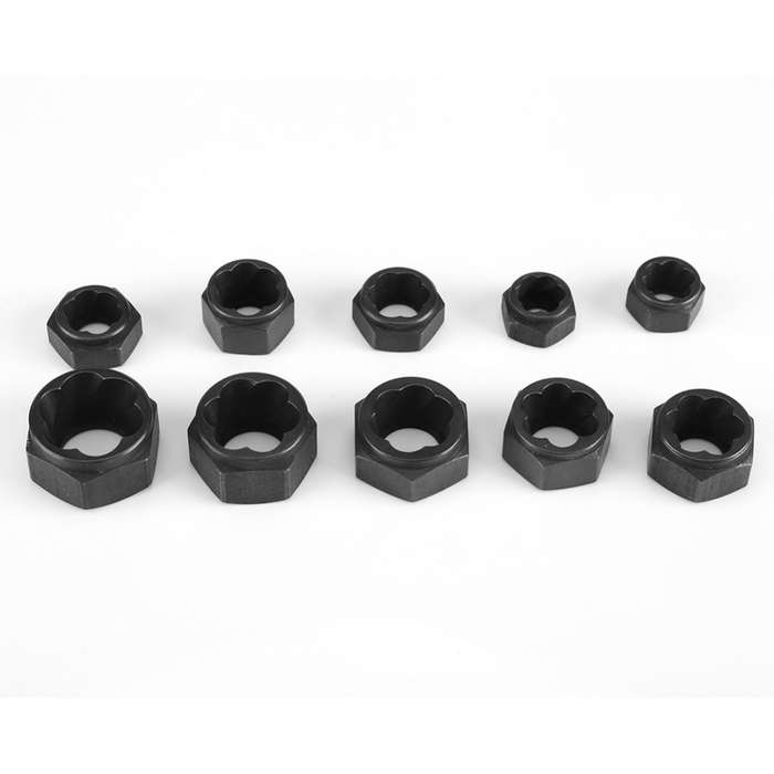 10 In 1 Damaged Nut Bolt Extractor Sleeve Hex Nut Removal Tool, Style:Low Style