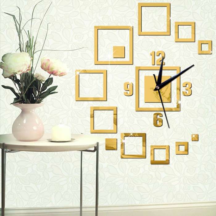 Wall Clocks Mirror 3D Stereo Acrylic Living Room Bedroom Decoration Wall Clock Fashion DIY Creative