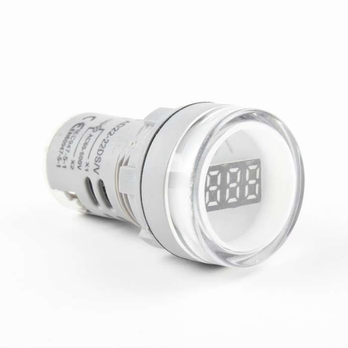 AD16-22DSV Mini Digital Display 60-500V General Indicator AC Voltmeter, Open Hole: 22mm(White)