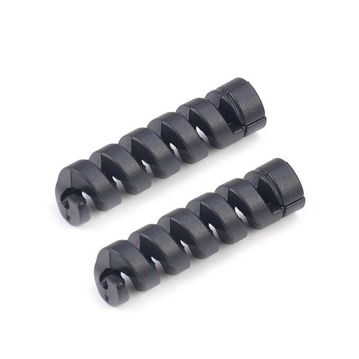 4pcs Spiral Style Silicone Data Cable Protective Cover Anti-wire Break Winder(Black)