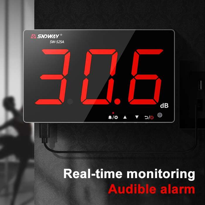 SNDWAY SW525A Wall-mounted 30-130dB Large Screen Digital Display Noise Decibel Monitoring Testers