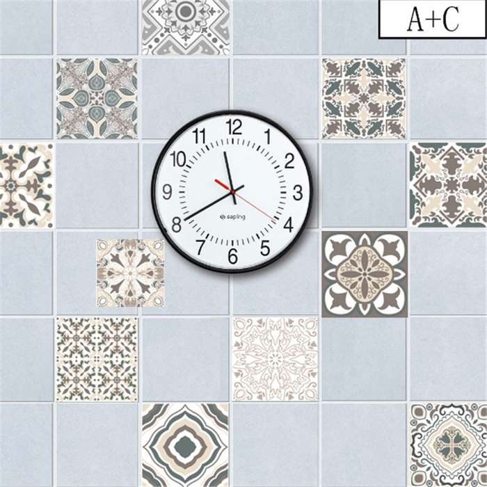 2 PCS Retro Tile Stickers Kitchen Bathroom PVC Self Adhesive Wall Stickers Living Room DIY Decor Wa