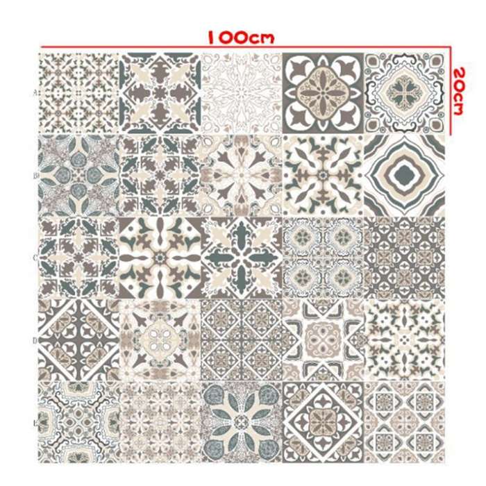 2 PCS Retro Tile Stickers Kitchen Bathroom PVC Self Adhesive Wall Stickers Living Room DIY Decor Wa