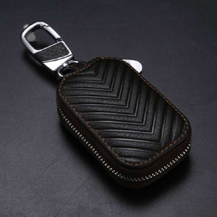 Multifunctional Hook Up Leather Car Key Bag(Black)