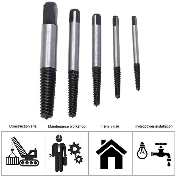 Broken Wire Broken Nail Screw Extractor, Specification:5-piece Set