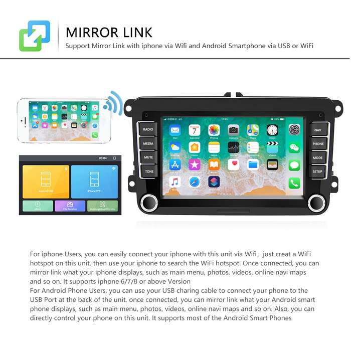 A3040 For Volkswagen 7-inch 2+32G Android Car Navigation Central Control Large Screen Player With Wi