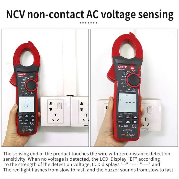 UNI-T UT205E 1000A 42mm Jaw Size Digital Clamp Meter AC DC Voltage Detector