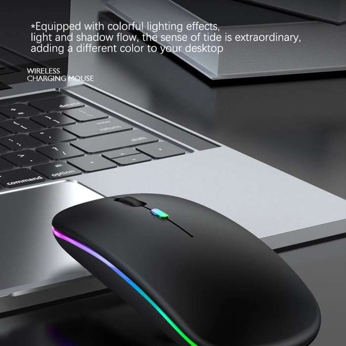 3 Keys RGB Backlit Silent Bluetooth Wireless Dual Mode Mouse (Rose Gold)