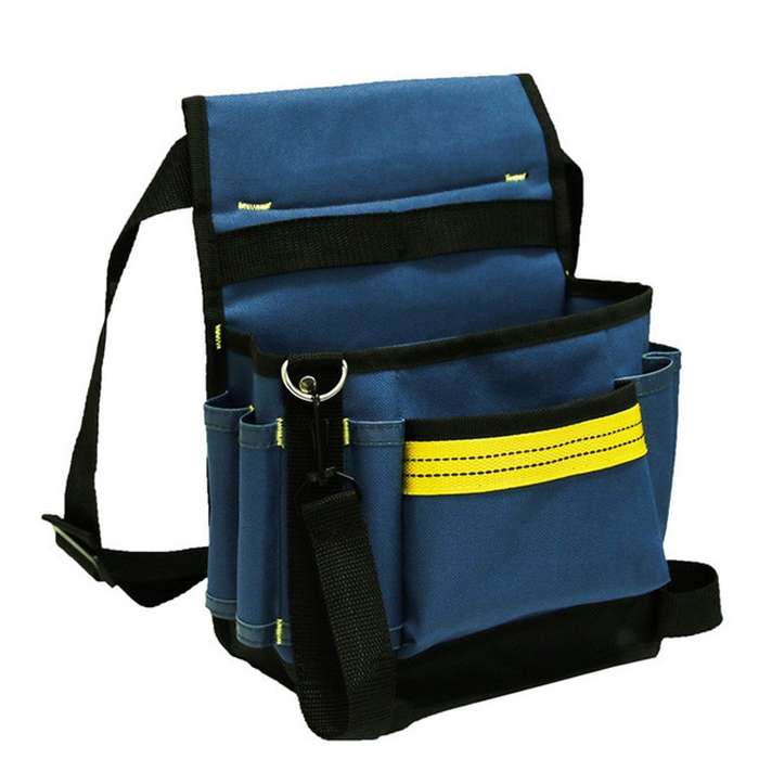 Electrician Maintenance Adjustable Multi-pocket Hardware Tool Belt Bag Multi-function Storage Bag(Bl