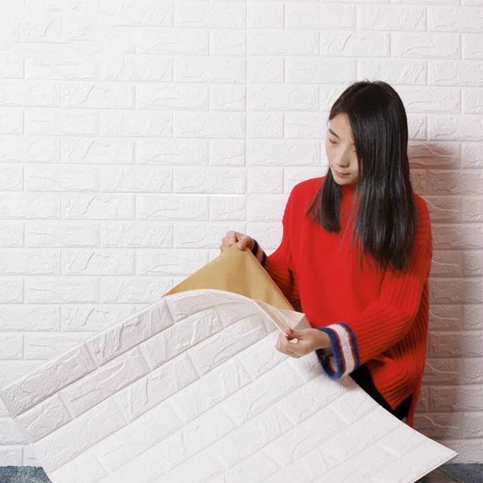 2 PCS Self Adhesive Waterproof TV Background Brick Wallpapers 3D Wall Sticker Living Room Wallpaper