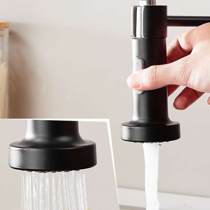 Kitchen Faucet Hot & Cold Water Tank Valve Sink Faucet, Specification: Black Model