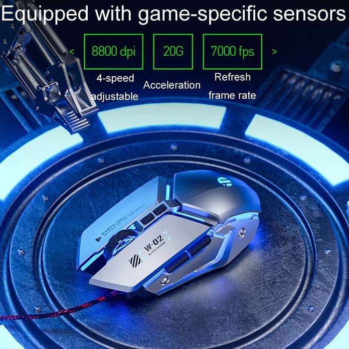 Inphic PW2 4000 DPI 6 Keys Home Office Luminous Macro Programming USB Computer Mechanical Game Wire