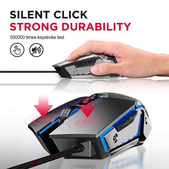 Inphic PW2 4000 DPI 6 Keys Home Office Luminous Macro Programming USB Computer Mechanical Game Wire
