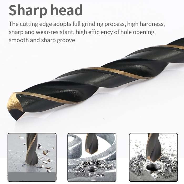 5 PCS 12.5mm Steel Plate High-Speed Steel 4341 Black Yellow Twist Drill