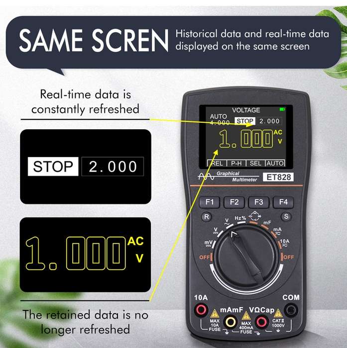 ET828 2 In 1 2 In 1 Oscilloscope Multimeter 2.4 Inch Color Screen Meter Digital Resistance Frequency