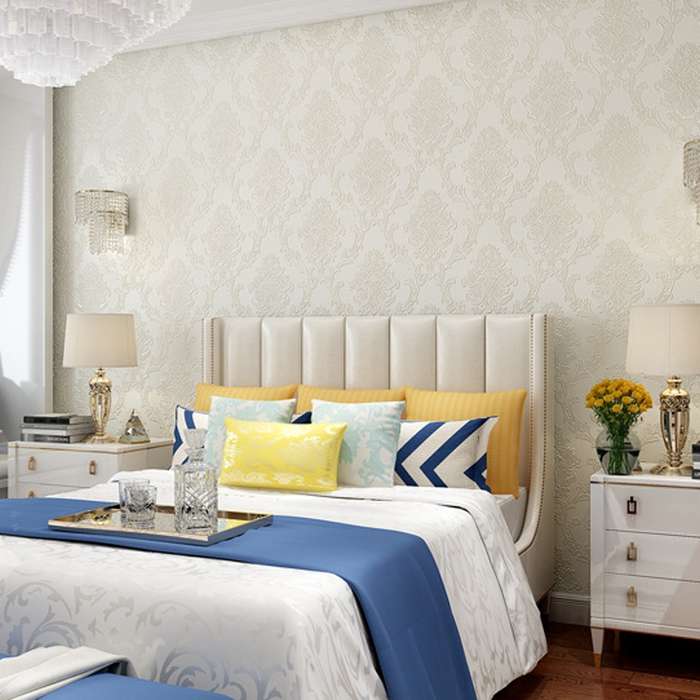 Bedroom Living Room Classic Damascus 3D Precision Pressed Non-Woven Fabric Self-Adhesive Wallpaper,
