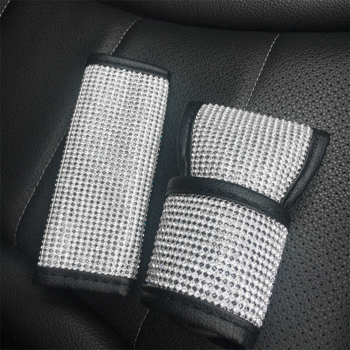 2 PCS Car Diamond-Studded Interior Products Personalized Protective Sleeve Shoulder Guard