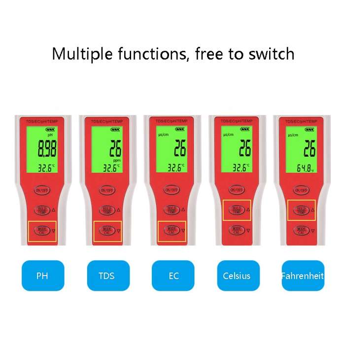 4-in-1 Portable PH/TDS/EC/TEMP Test Pen Multi-Function Water Quality Tester