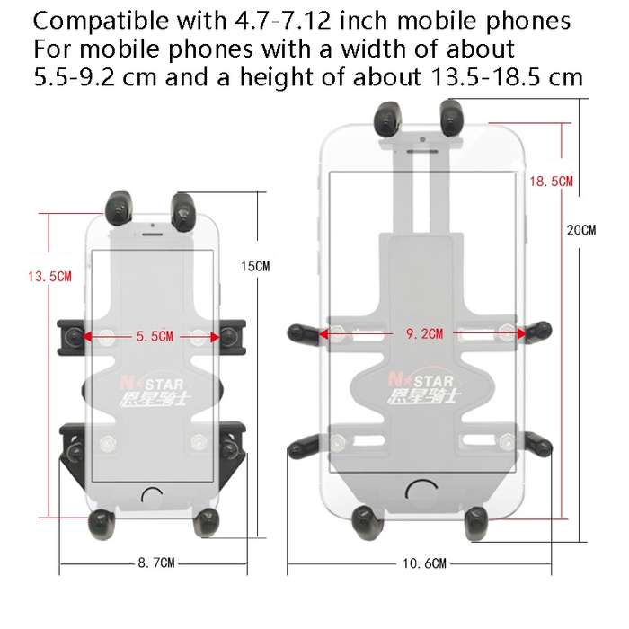 N-STAR NJN001 Motorcycle Bicycle Compatible Mobile Phone Bracket Aluminum Accessories Riding Eq