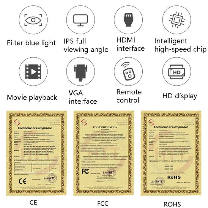 YB-700A-1 7 Inch 12/24V HD Car Monitor Display HDMI VGA AV Interface Home Computer Video Player Reso