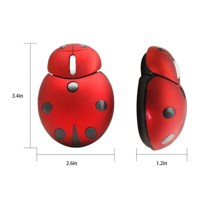 CM0184 3000 DPI 3-keys Mini Ladybug 2.4G Wireless Mouse Personalized Wireless Mouse(Red)