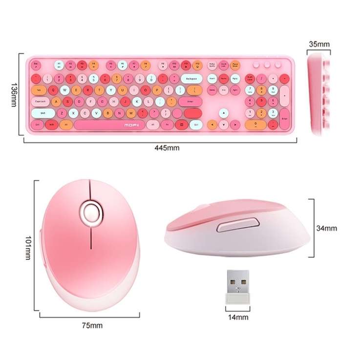 Mofii Sweet Wireless Keyboard And Mouse Set Girls Punk Keyboard Office Set, Colour: Purple Mixed Ver