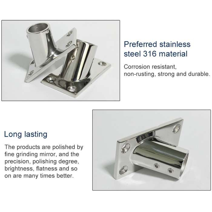 Thicken 316 Stainless Steel 60-Degree Square Tube Base Marine Boat Hardwares, Specifications: 22mm