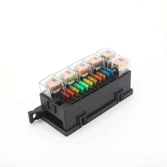 Car Modified 12V / 4Pin / 40A Black Shell 11-Way Fuse With 6-Way Relay Car Machine Cabin Link Inner