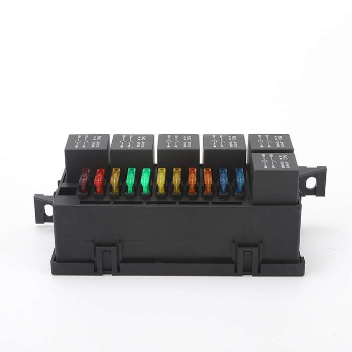 Car Modified 12V / 4Pin / 40A Black Shell 11-Way Fuse With 6-Way Relay Car Machine Cabin Link Inner