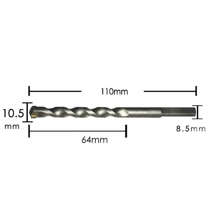 2pcs Hand Electric Drill Shock Drill Wall Mix Soil Cement Wall Construction Drill Bit, Model: 10.5x1